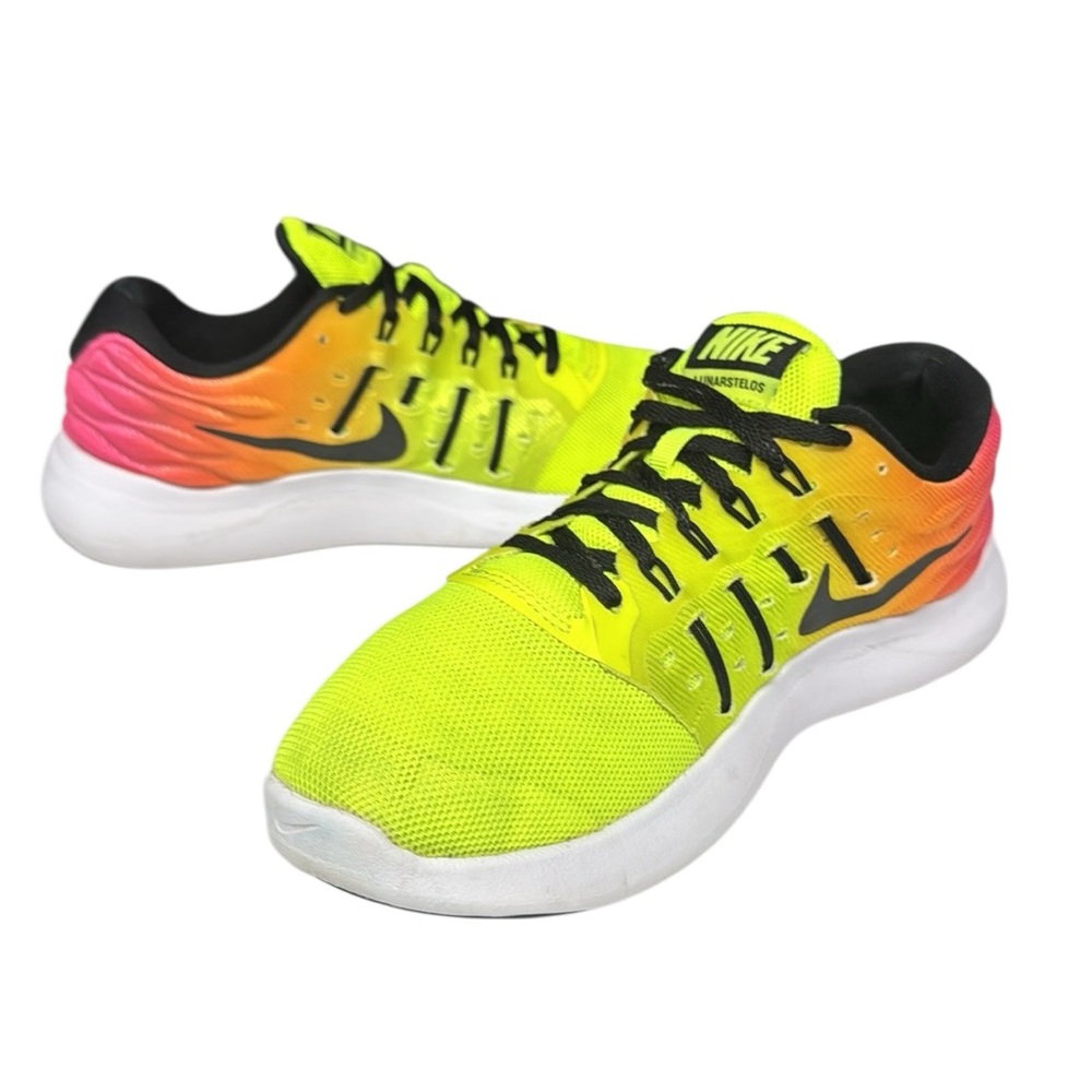 Nike Lunarstelos Neon Yellow Pink Orange #844740-999 Women's Running Shoes 8.5 - Picture 4 of 12